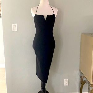 Headgirl Black Backless Cocktail Midi Dress